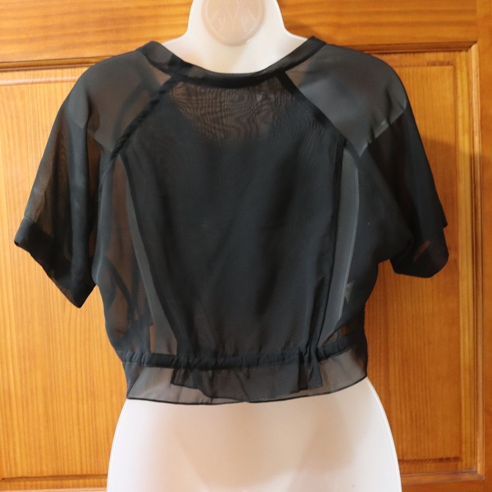 Herchcovitch Alexandre Black Cropped Sheer Top Medium - Picture 6 of 9